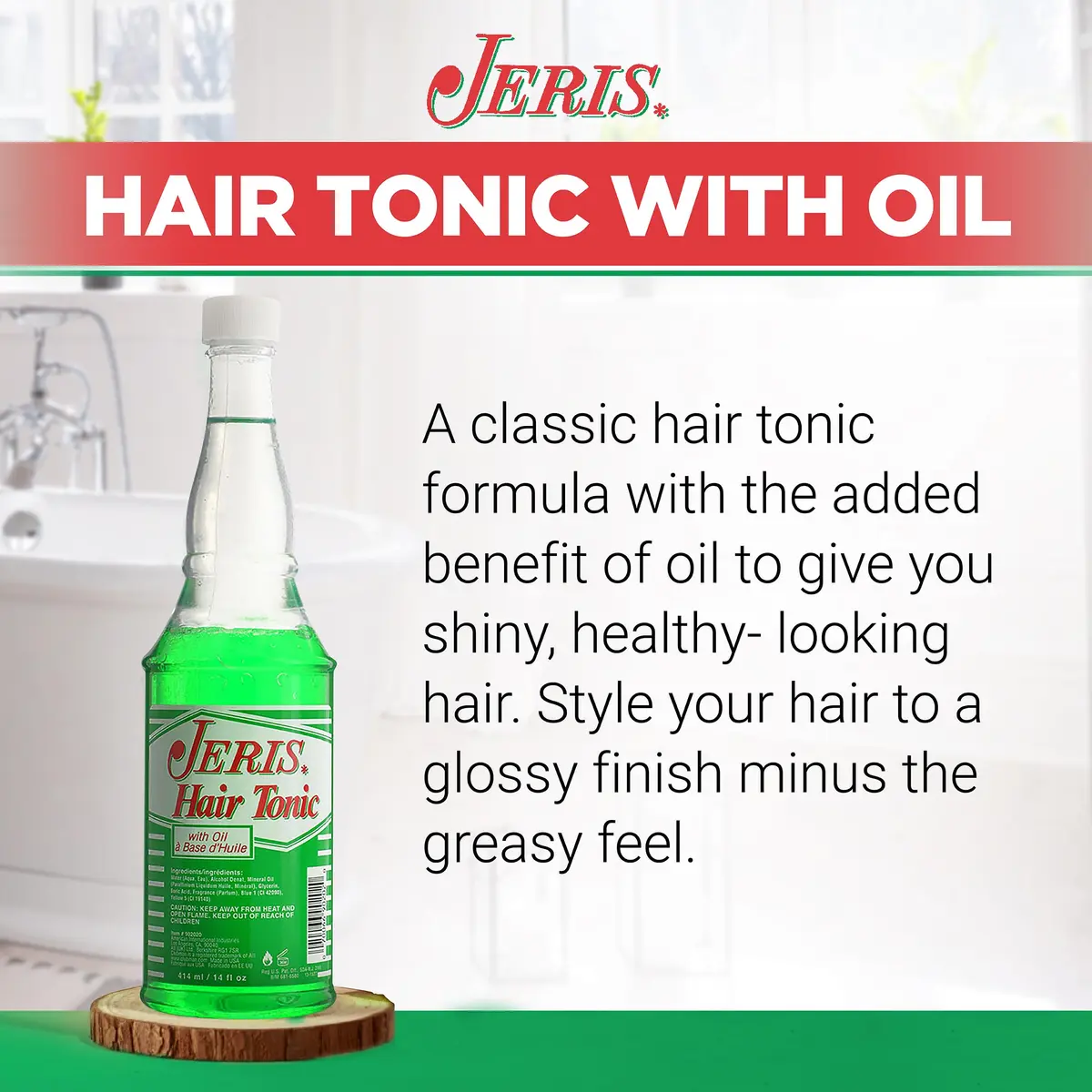 Clubman Jeris Hair Tonic with Oil for Men - Classic Grooming Tonic, 415ml (14 fl oz) | Restores Shine, Controls Hair - view 3