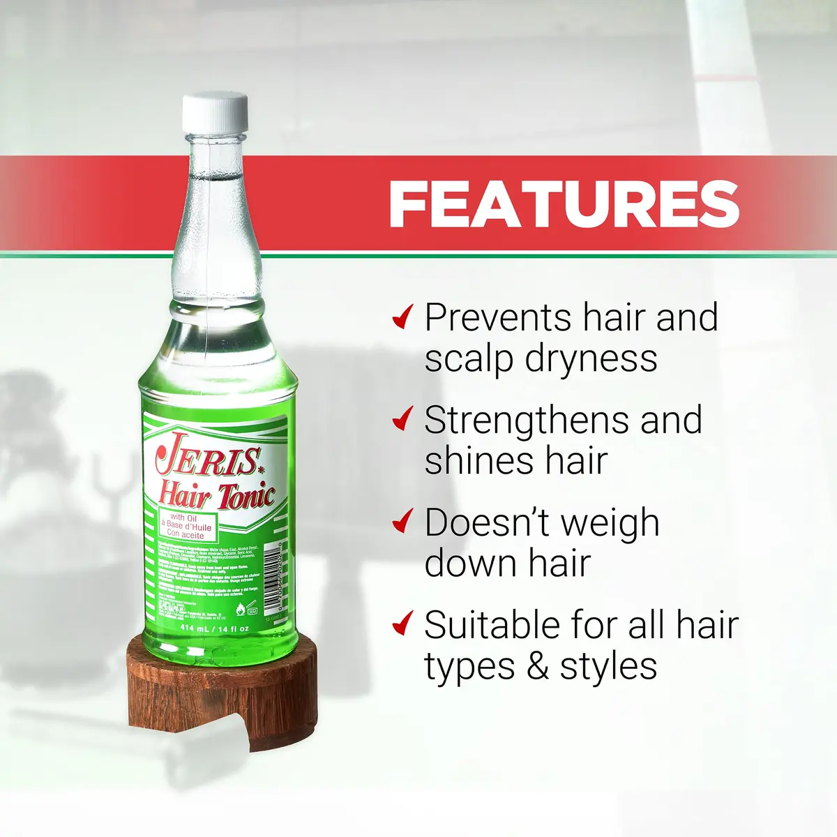 Clubman Jeris Hair Tonic with Oil for Men - Classic Grooming Tonic, 415ml (14 fl oz) | Restores Shine, Controls Hair - view 4
