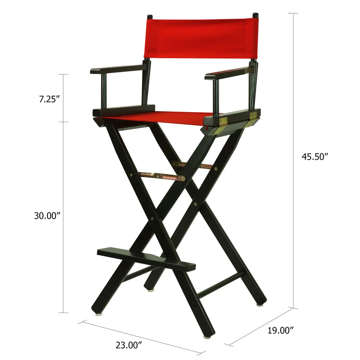 Casual Home 30" Director's Chair Black Frame with Red Canvas | Classic foldable design for versatile seating - view 7