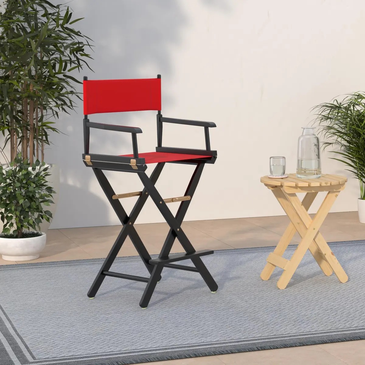 Casual Home 30" Director's Chair Black Frame with Red Canvas | Classic foldable design for versatile seating - view 2