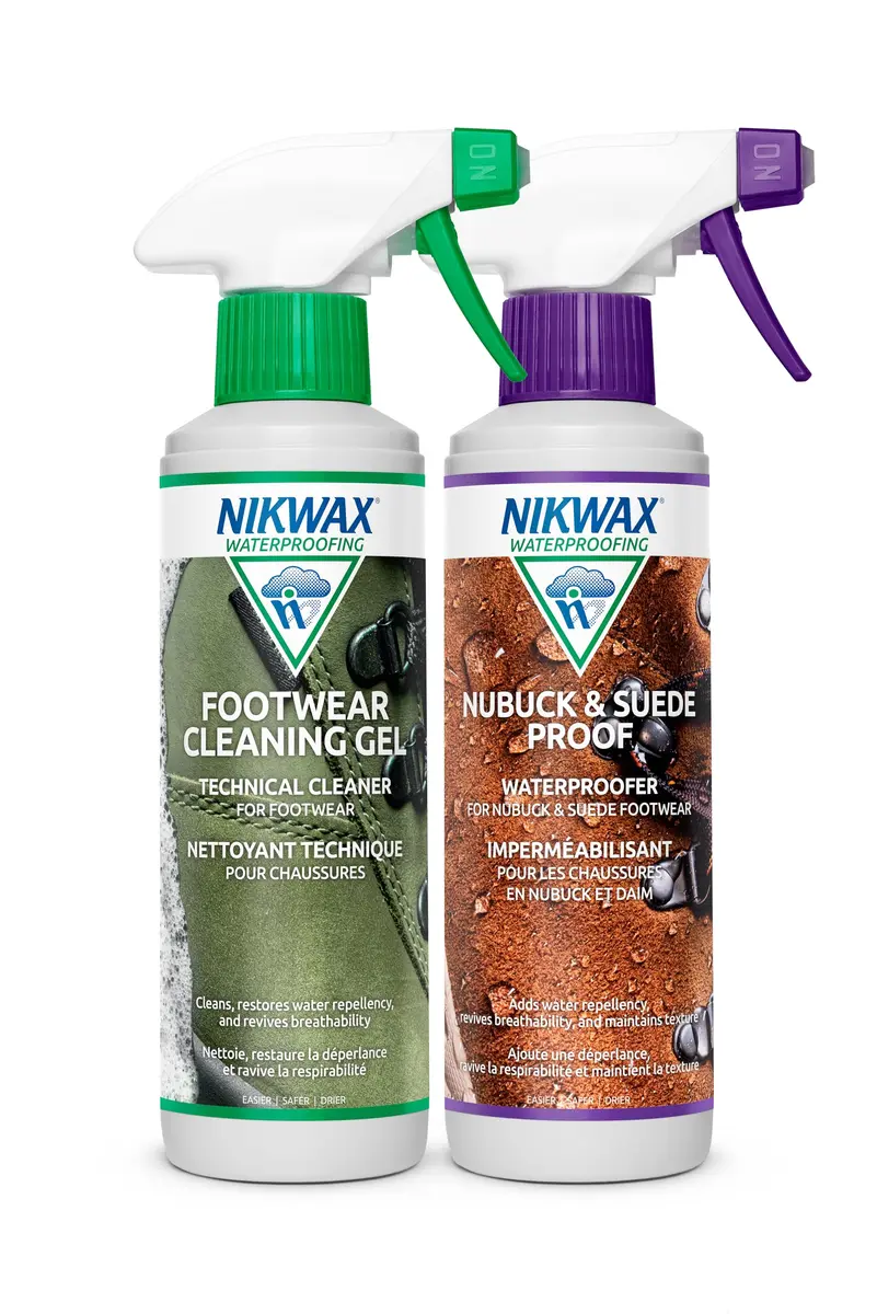 Nikwax Nubuck & Suede Proof DUO-Pack Waterproofing & Cleaning Spray 600ml | Restores DWR & Leather Care - main product image