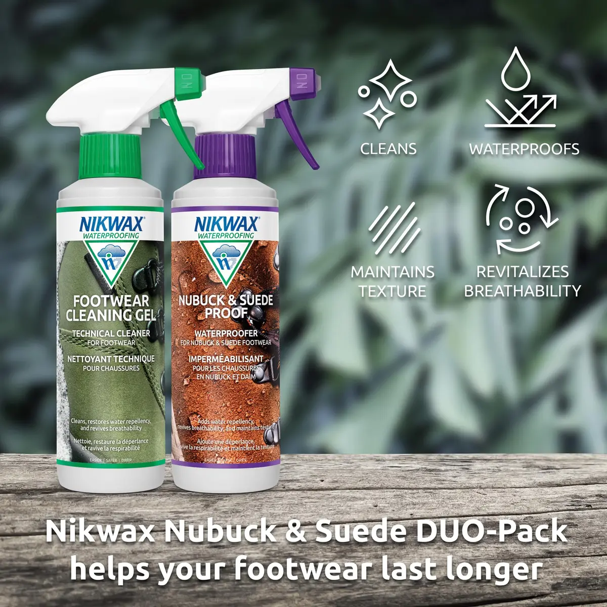 Nikwax Nubuck & Suede Proof DUO-Pack Waterproofing & Cleaning Spray 600ml | Restores DWR & Leather Care - view 3