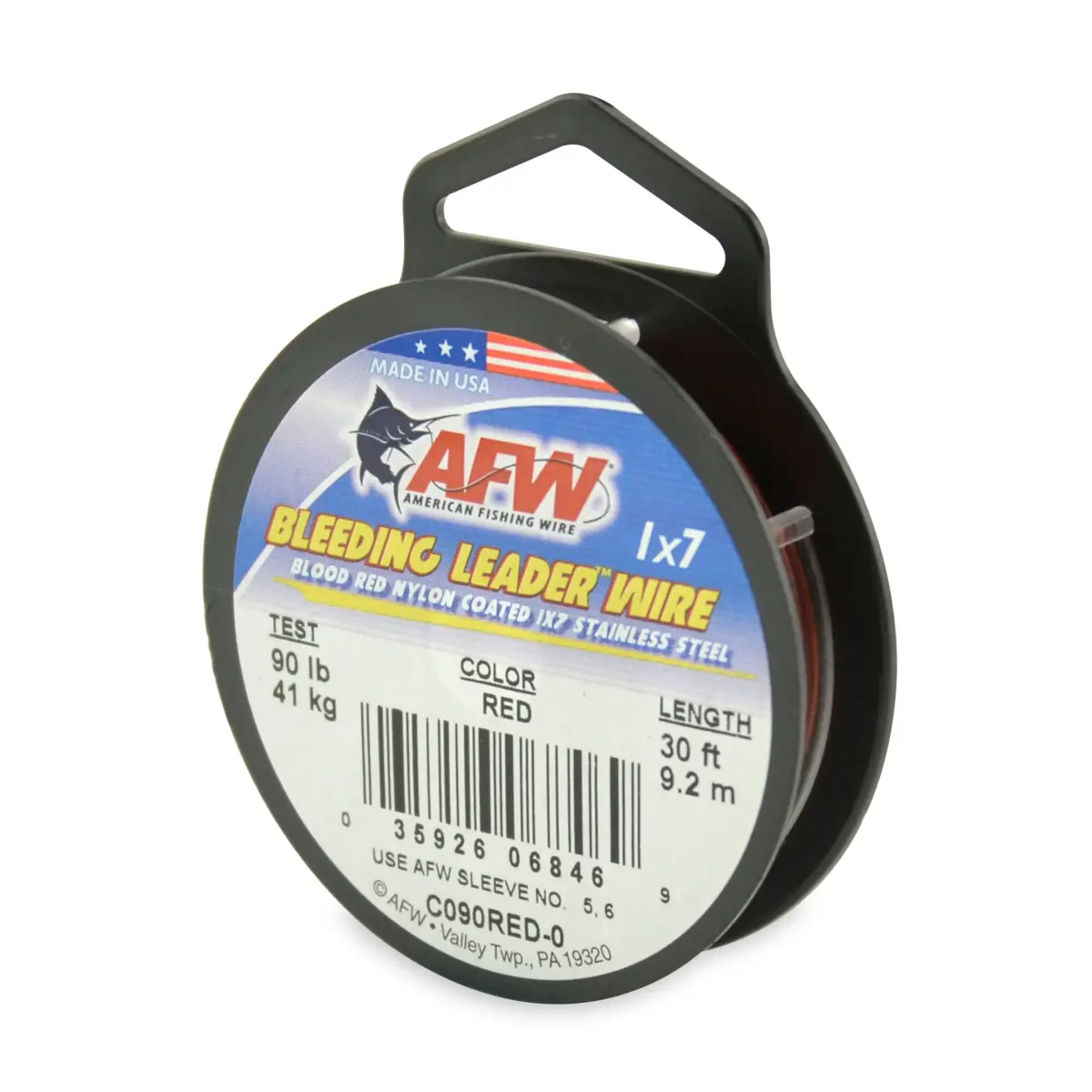 AFW Bleeding Leader Blood Red Nylon Coated 1x7 Stainless Steel Leader Wire 90 Pound Test 30-Feet | Mimics Blood to Attract Fish - main product image