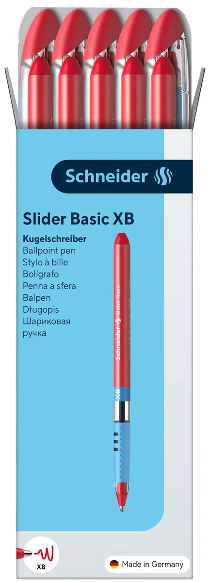Schneider Slider Basic XB Ballpoint Pen, 1.4 mm, Red Ink, Box of 10 Pens | Smooth Viscoglide Ink Flow - view 5