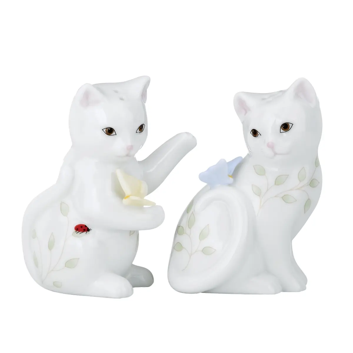 Lenox Butterfly Meadow Figural Kitten Salt and Pepper Set - 3.25" Porcelain Gift Boxed - main product image