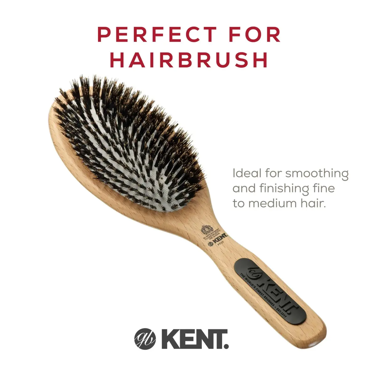 Kent PF07 Boar Bristle & Nylon Mix Cushion Brush 22.86 cm (9 in) | Detangles & Smooths Hair - view 5