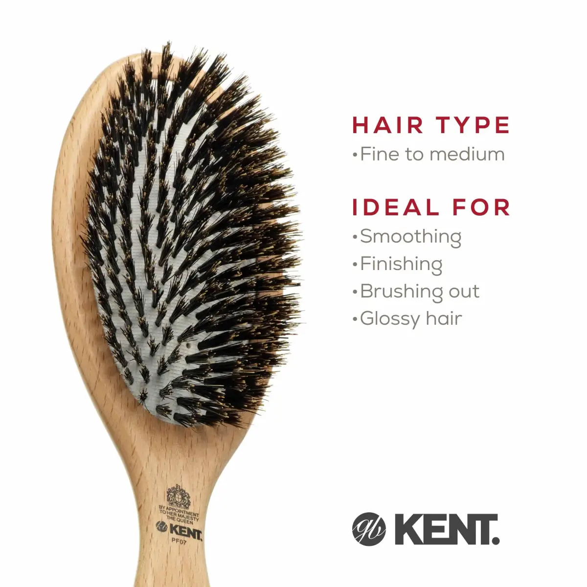 Kent PF07 Boar Bristle & Nylon Mix Cushion Brush 22.86 cm (9 in) | Detangles & Smooths Hair - view 7