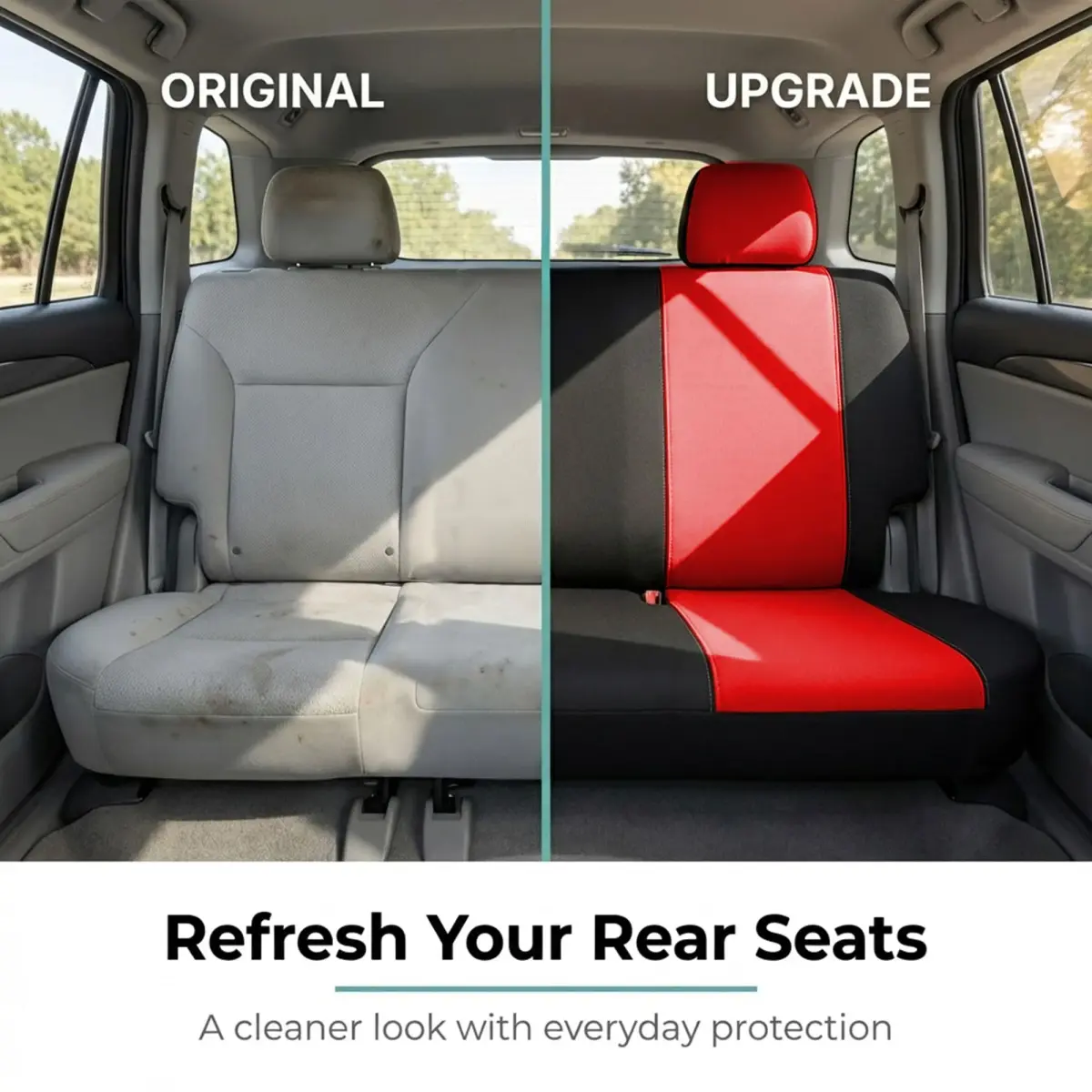 FH Group Red Universal Fit Rear Seat Cover | Protects Against Spills, Stains & Dirt - view 6