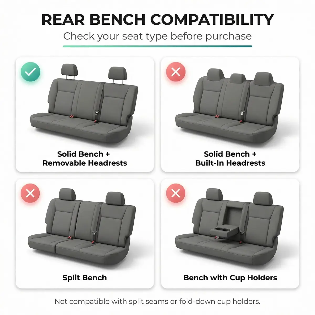 FH Group Red Universal Fit Rear Seat Cover | Protects Against Spills, Stains & Dirt - view 2