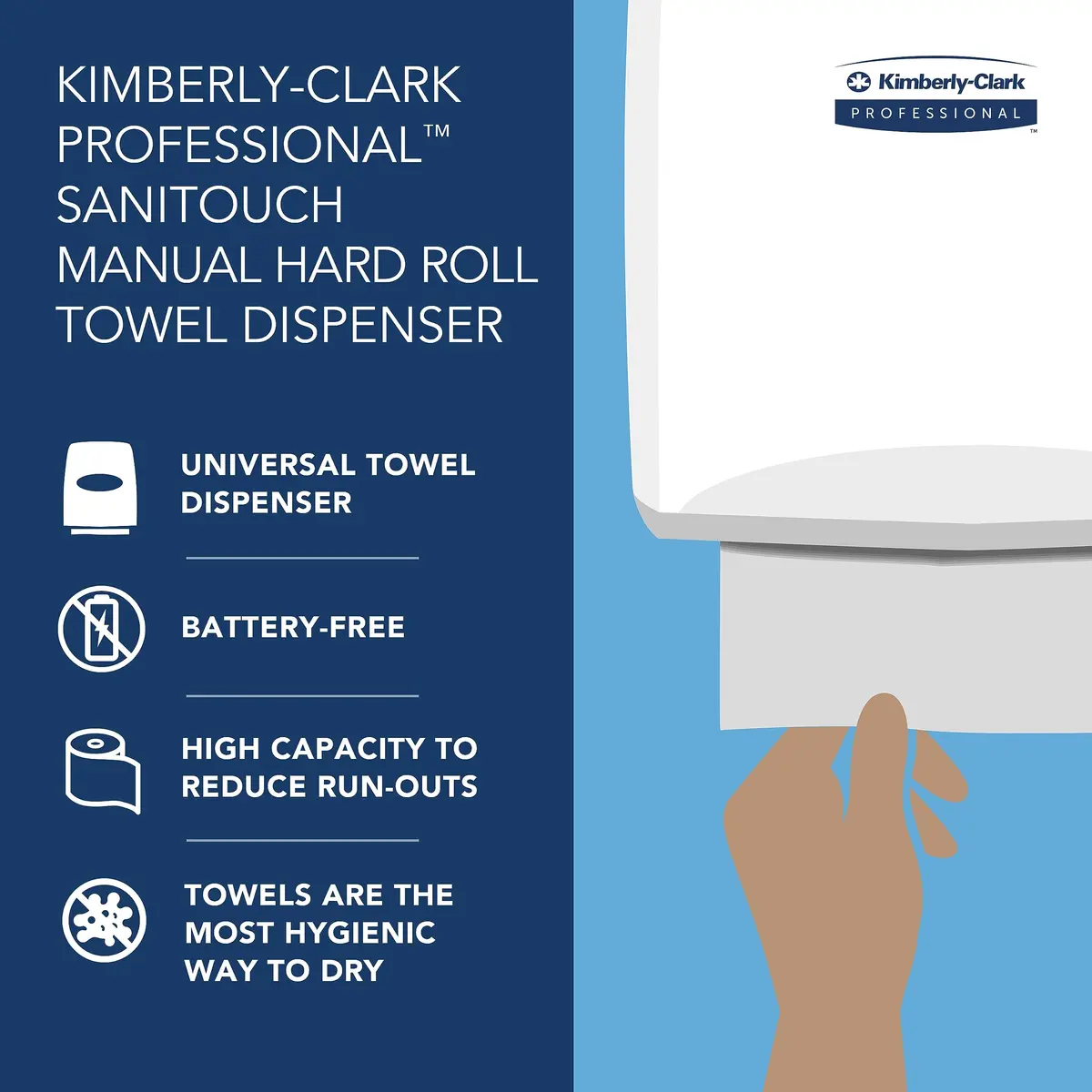 Kimberly-Clark Professional Sanitouch Manual Hard Roll Paper Towel Dispenser 1.5" | Touchless, Microban - view 9