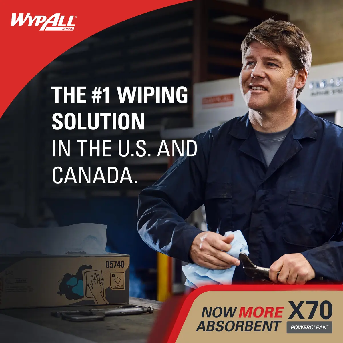 WypAll PowerClean X70 Medium Duty Cloths, 12 Packs x 76 Towels | Absorbent Industrial Wipes for Heavy-Duty Cleaning - view 5