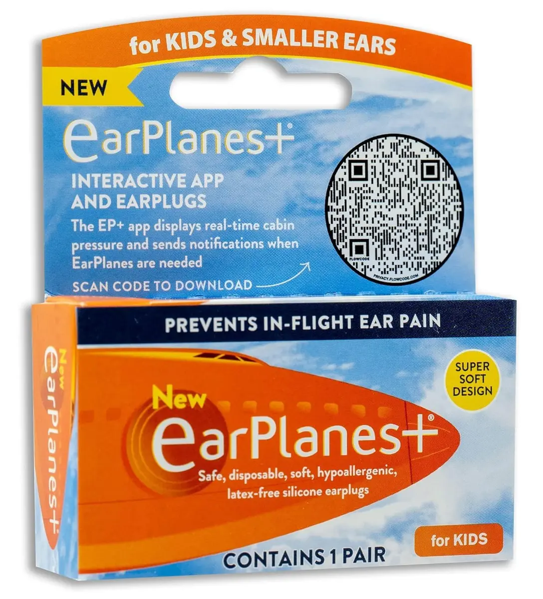 Earplanes Children's Size Earplugs (2 Pair, Orange) | Noise Protection for Flights - main product image