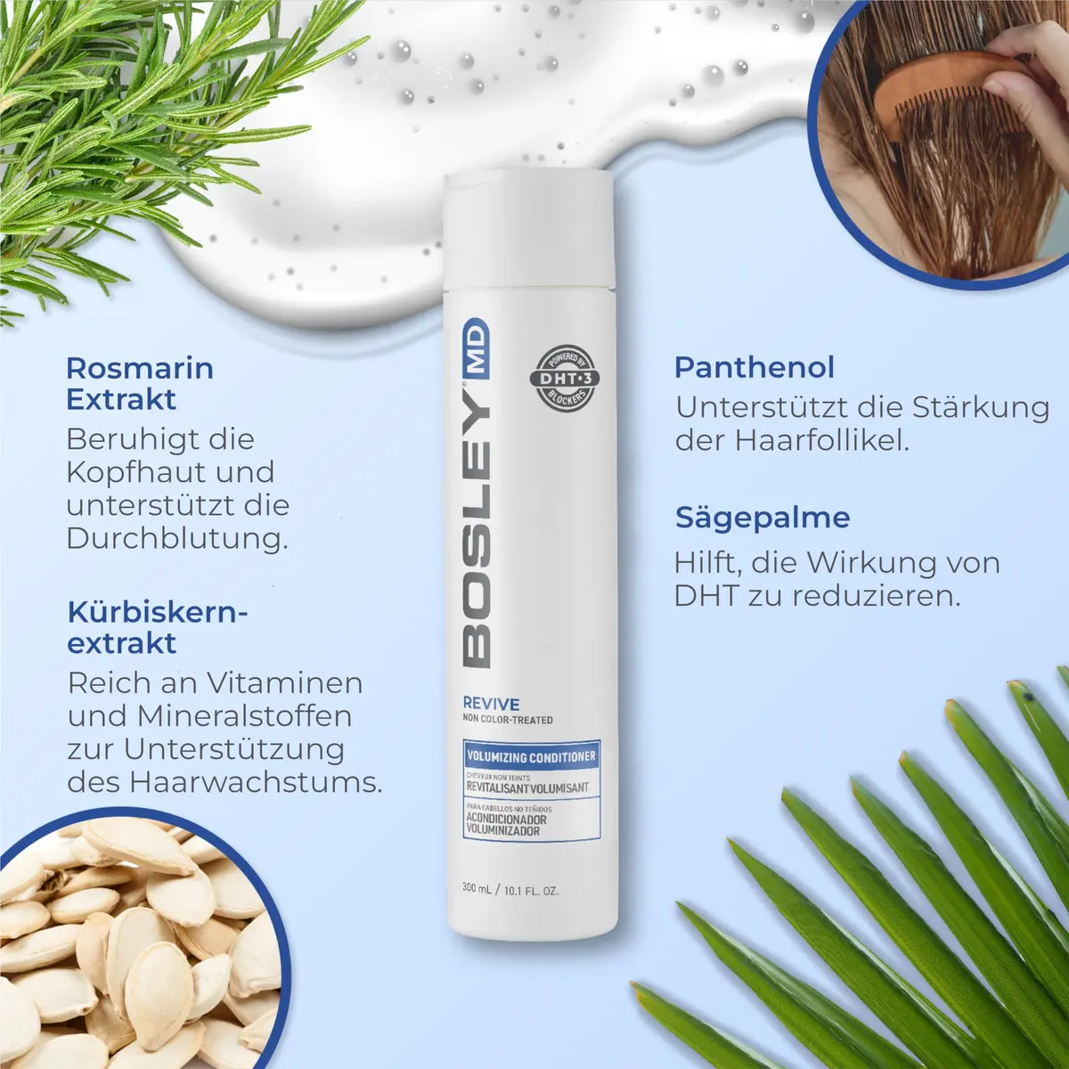BosleyMD BosRevive Volumizing Conditioner for Thinning Hair – DHT-Blocking Saw Palmetto, Biotin, Niacin, Panthenol, Vegan, Sulfate-Free, 10.1 Fl Oz - view 3