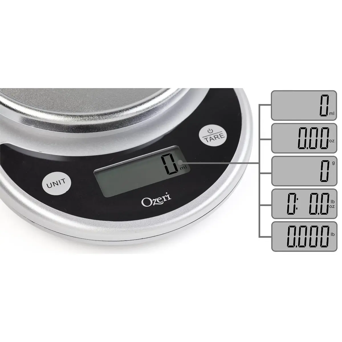 Ozeri Pronto Kitchen and Food Scale with Variable Graduation Technology® 6000g (13.2 lb) | Precision Weighing for Baking and Nutrition - view 2