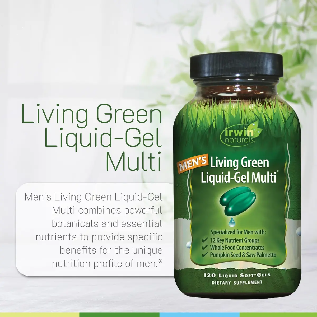 Irwin Naturals Men's Living Green Daily Multivitamin 120 Softgels | Targeted Men's Nutrition with 70 Nutrients & Omega Oils - view 5