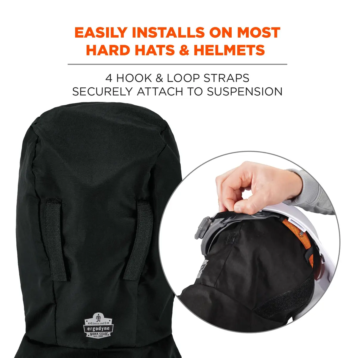 Ergodyne Shoulder Length Hard Hat Liner Black | Water-Resistant, Fleece, One Size US - view 6