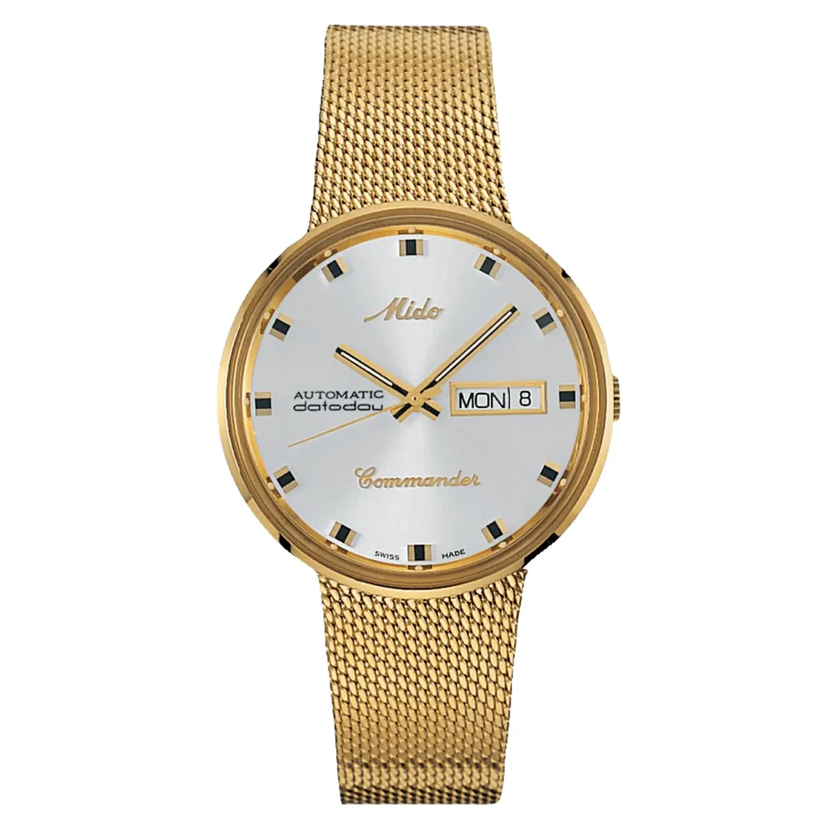 MIDO Commander 1959 Swiss Automatic Watch for Men - Silver Dial - 37mm Case - Milanese Stainless Steel Bracelet with Gold PVD Coating - main product image