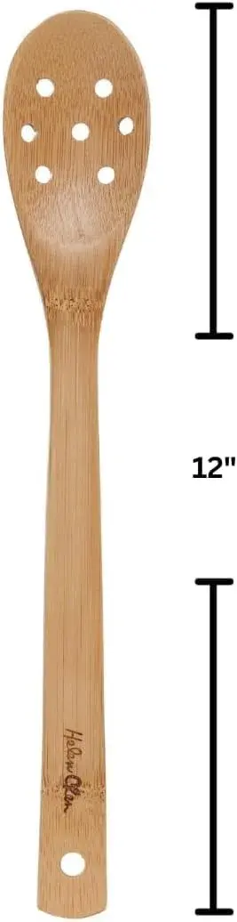 Helen's Asian Kitchen Bamboo Pierced Spoon 30cm (12-Inch) | Stir, Mix, Drain & Serve Foods - view 2