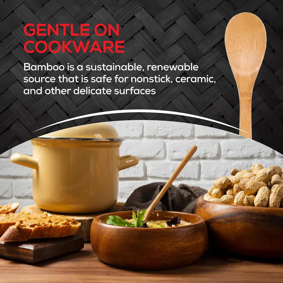 Helen's Asian Kitchen Bamboo Cooking Spoon 15-Inch | Stirring, Mixing, Serving Utensil - view 6