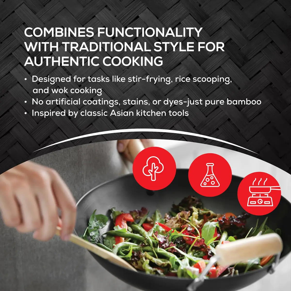 Helen's Asian Kitchen Bamboo Cooking Spoon 30cm (12 Inch) | Stir, Mix, Serve - view 5