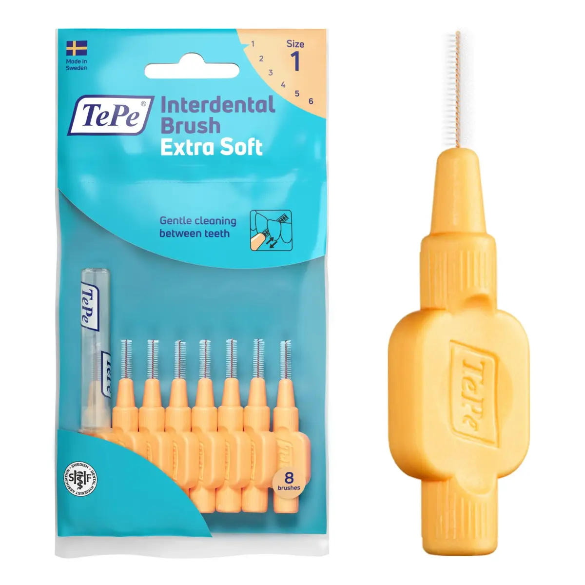 TePe Extra Soft Interdental Brush 0.45 mm (8 Count) | Developed with Dental Experts for Gentle Cleaning - main product image