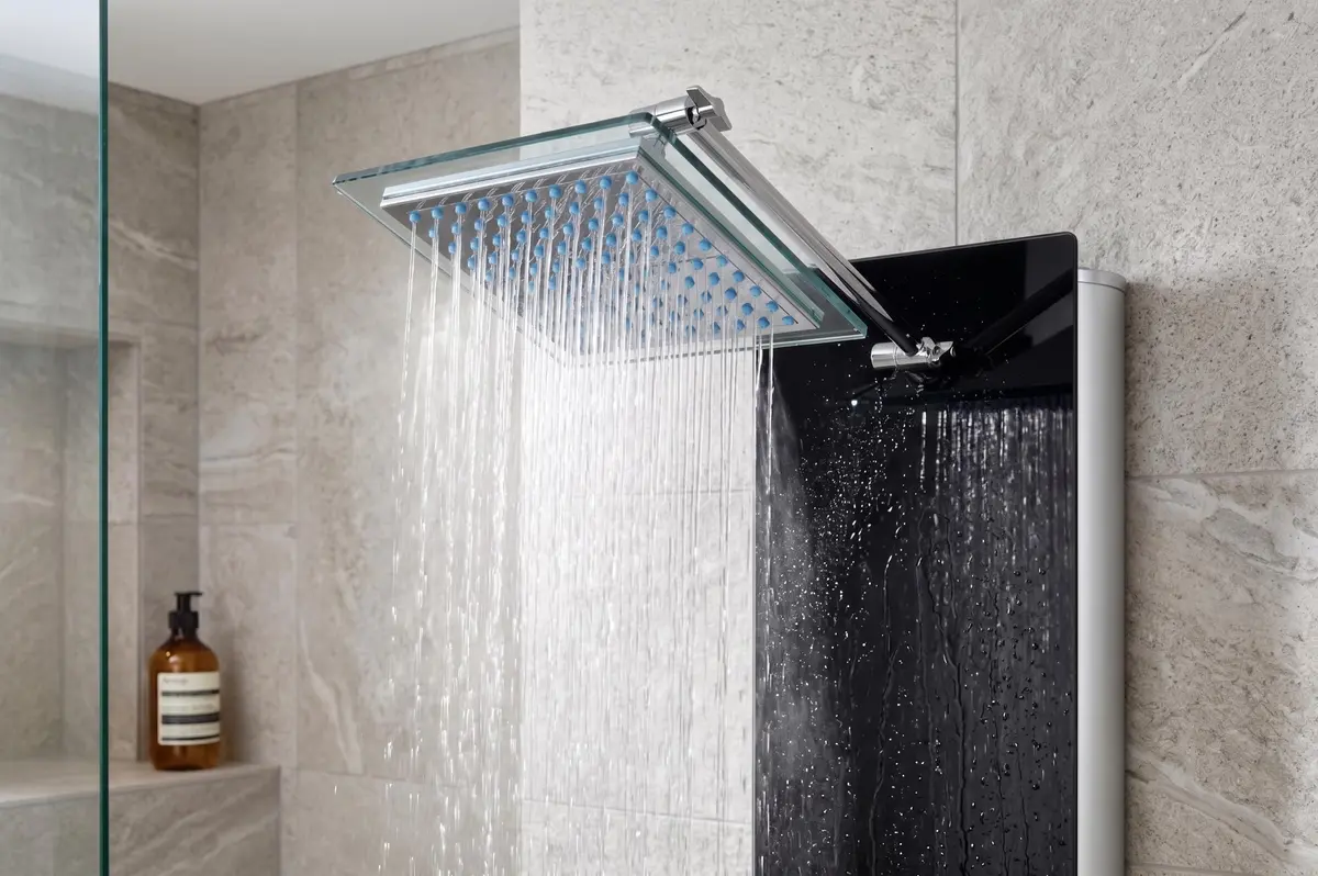 Blue Ocean 52" Aluminum Shower Panel Tower System with Rainfall Head & 8 Jets | Smart LED Temp Display - view 8
