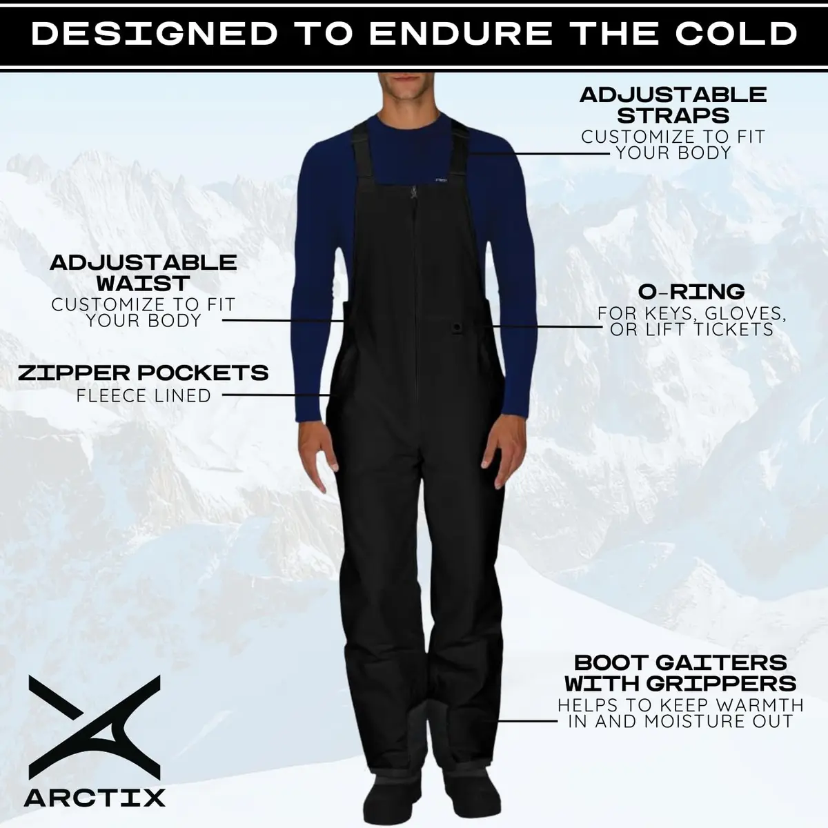 Arctix Essential Insulated Bib Overalls Black 4X-Large/32" Inseam | Maximum Cold Weather Protection - view 5
