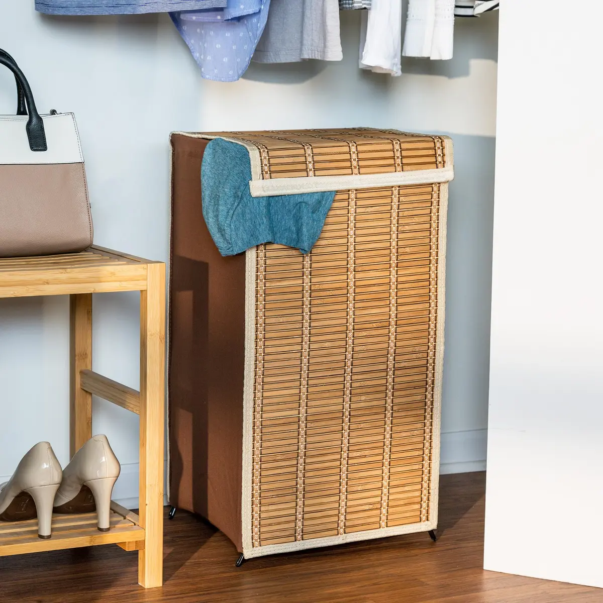 Honey-Can-Do Bamboo Wicker Hamper with Lid 26-Inches Tall | Sustainable Laundry Storage - view 2