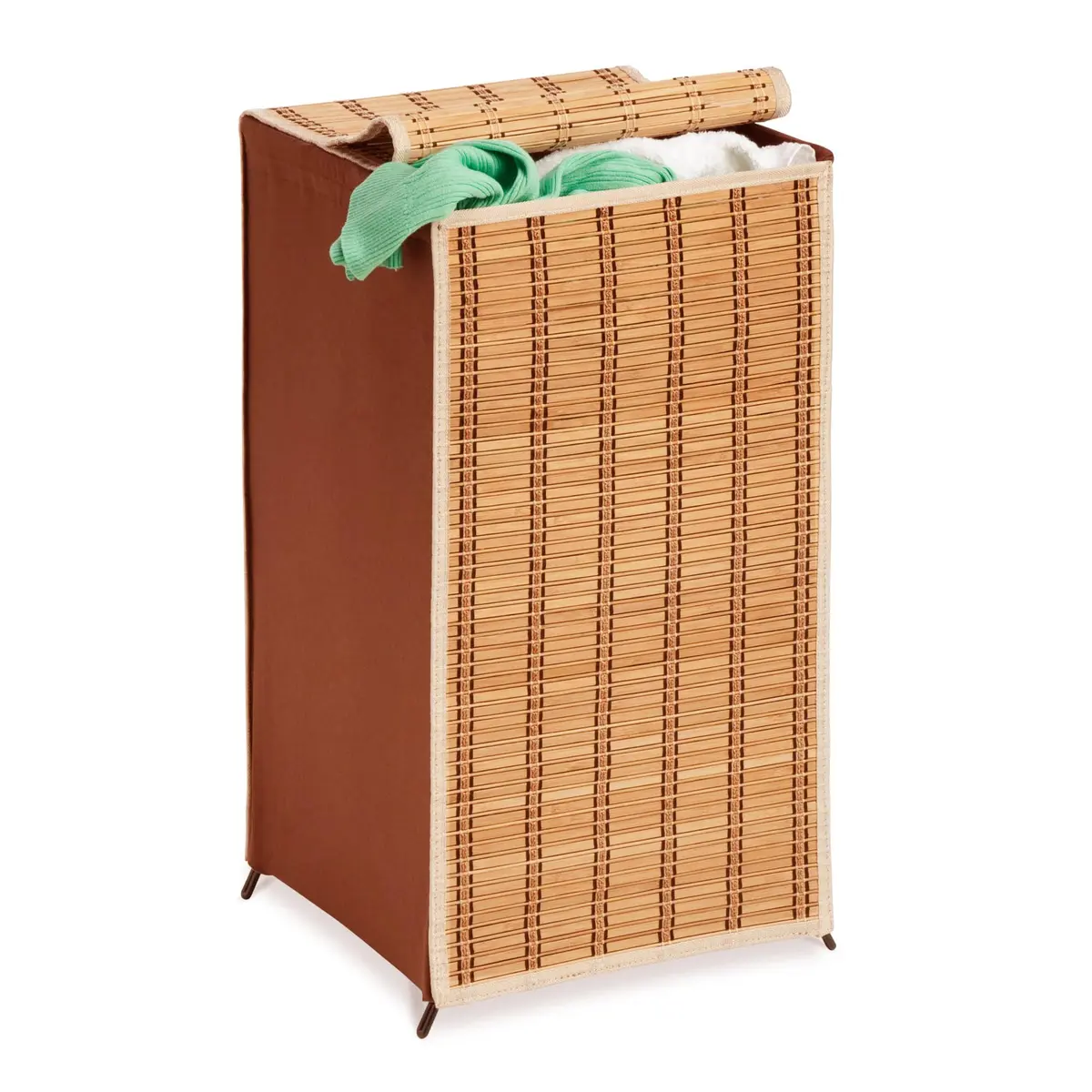 Honey-Can-Do Bamboo Wicker Hamper with Lid 26-Inches Tall | Sustainable Laundry Storage - view 3