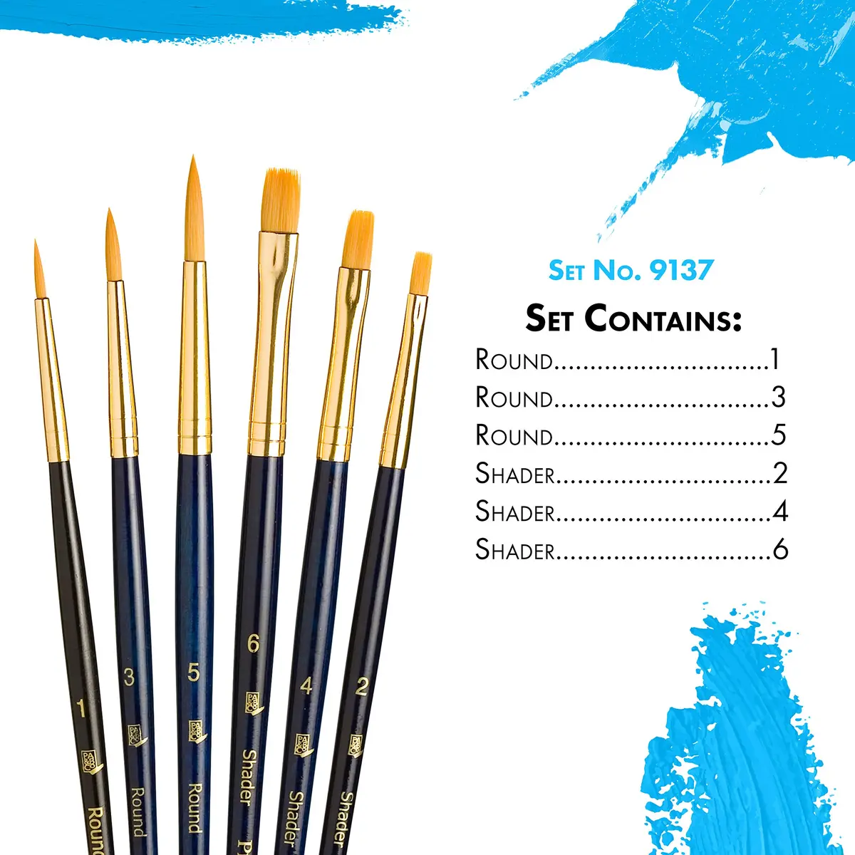 Princeton Real Value Series 9100 Paint Brush Sets | Acrylic, Oil & Watercolor | 1, 3, 5, Shader 2, 4, 6 - view 3