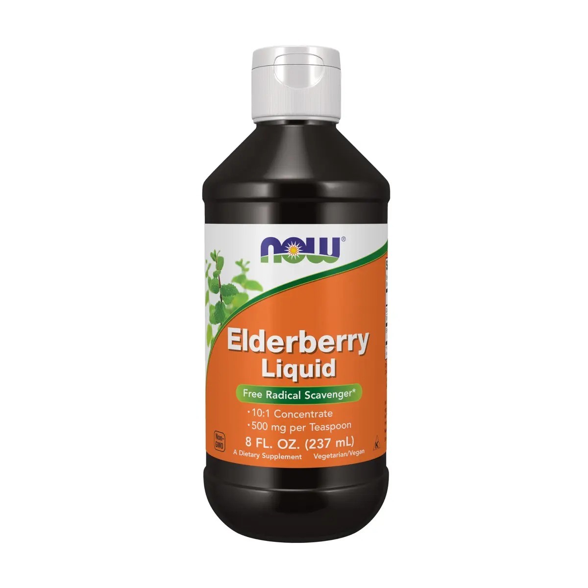 NOW Elderberry Liquid 500 mg 10:1 Concentrate 237ml (8 fl. oz) | Immune Support with Antioxidants - main product image