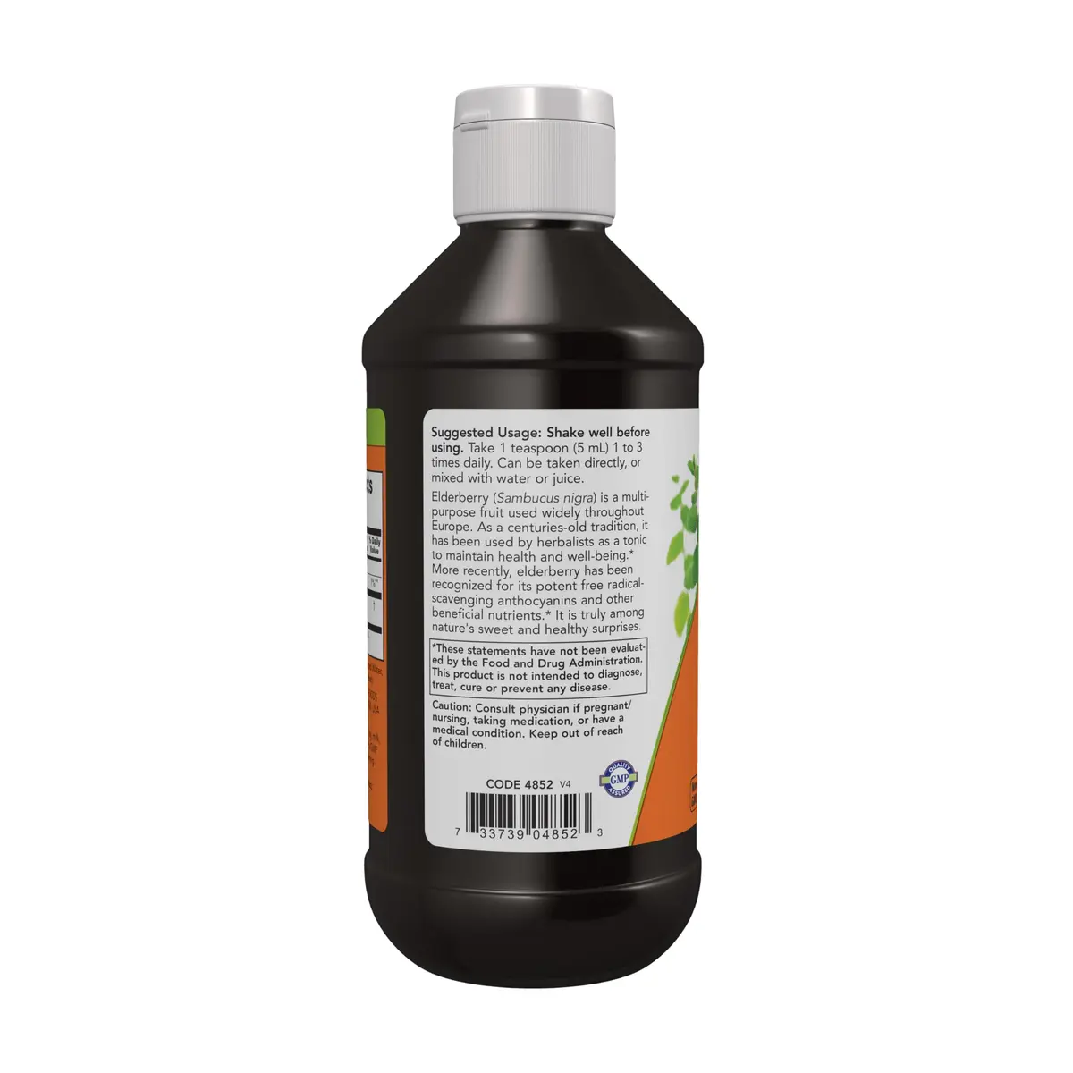 NOW Elderberry Liquid 500 mg 10:1 Concentrate 237ml (8 fl. oz) | Immune Support with Antioxidants - view 3
