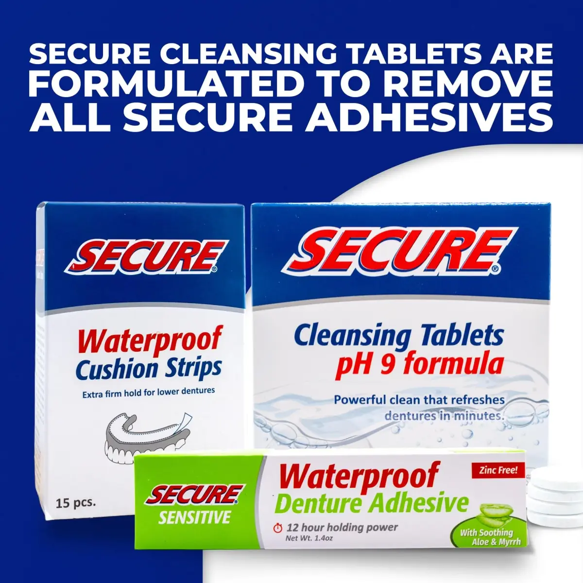 Secure Sensitive Denture Adhesive Cream 1.4 oz (5.6 oz) | Zinc-Free, Waterproof Hold for Sensitive Gums - view 9