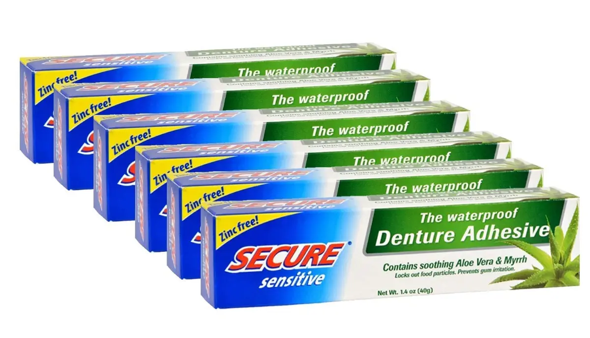 Secure Denture Bonding Adhesive, Zinc Free, 40 g | Waterproof, Long-Lasting Hold for Sensitive Gums - main product image