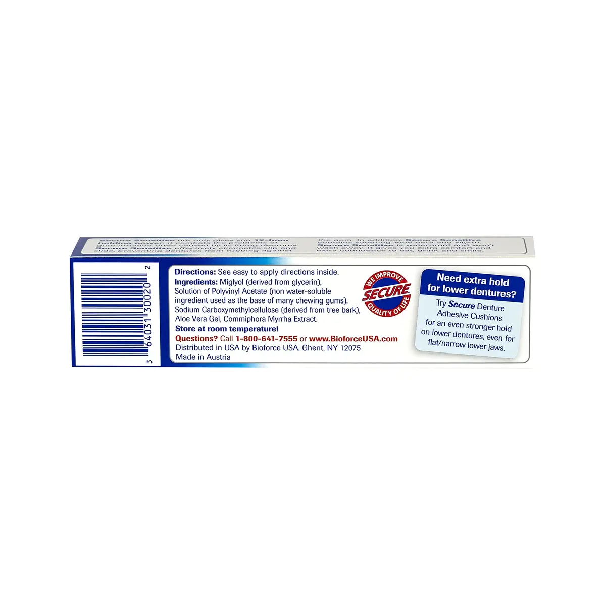 Secure Denture Bonding Adhesive, Zinc Free, 40 g | Waterproof, Long-Lasting Hold for Sensitive Gums - view 2