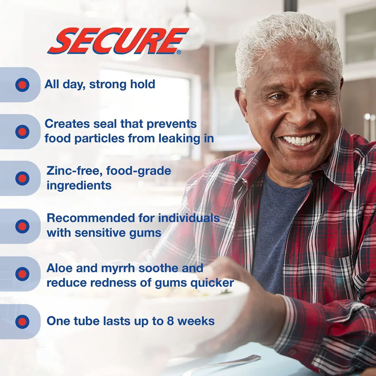 Secure Denture Bonding Adhesive, Zinc Free, 40 g | Waterproof, Long-Lasting Hold for Sensitive Gums - view 4