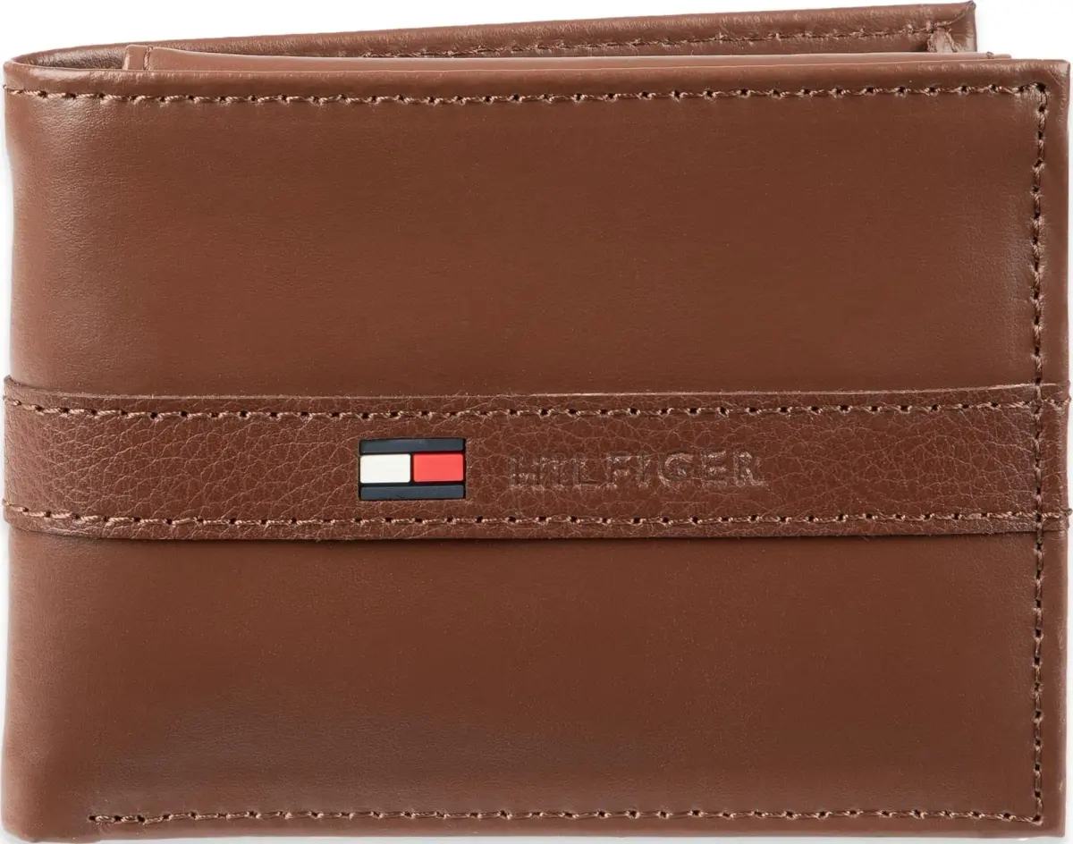 Tommy Hilfiger Men's Leather Bifold Wallet with Removable ID Window | 6 Card Slots, Light Tan - main product image