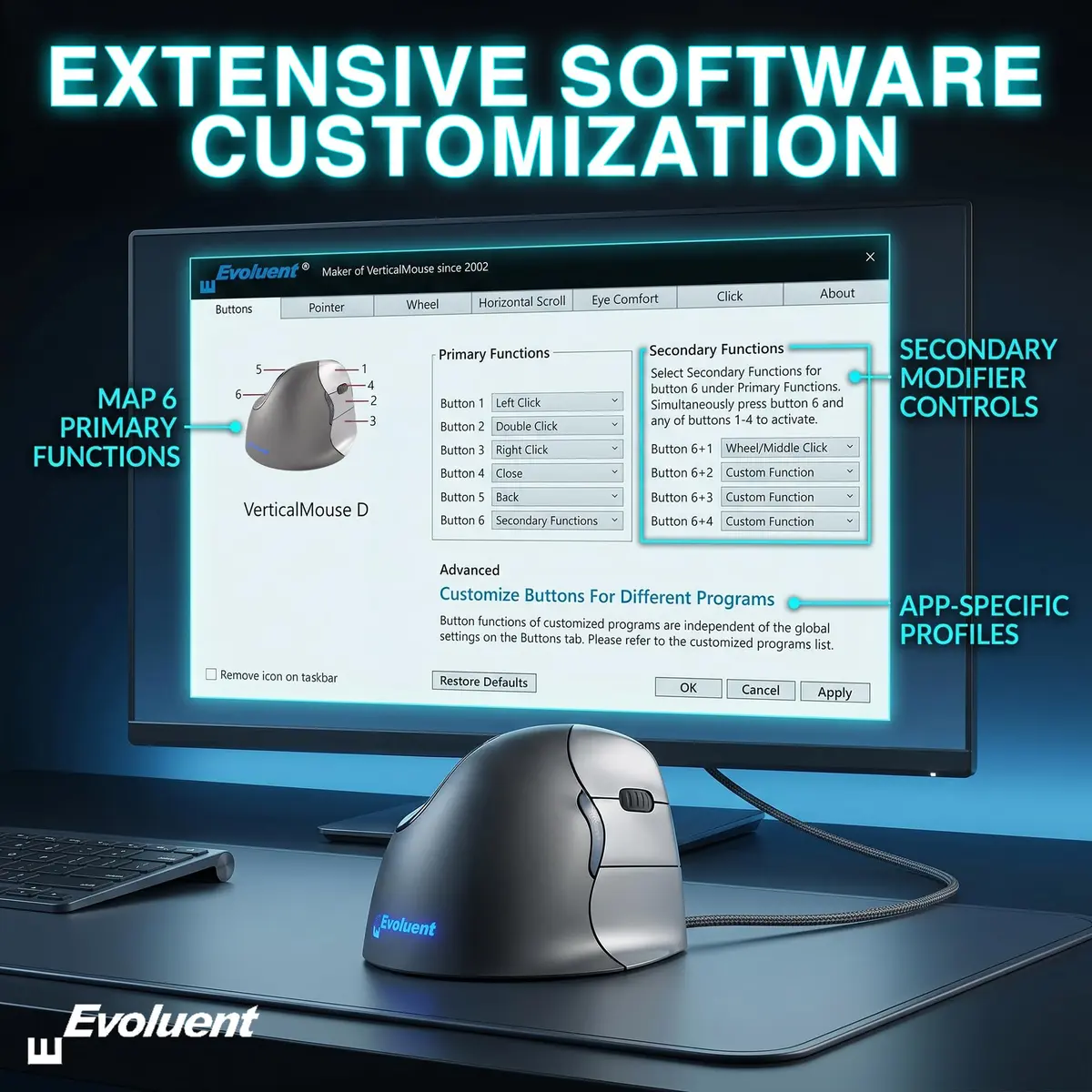 Evoluent Vertical Mouse VM4R Wired Ergonomic Mouse for Right Hand 10.7 cm (4.2 in) | Original Vertical Mouse Design - view 7