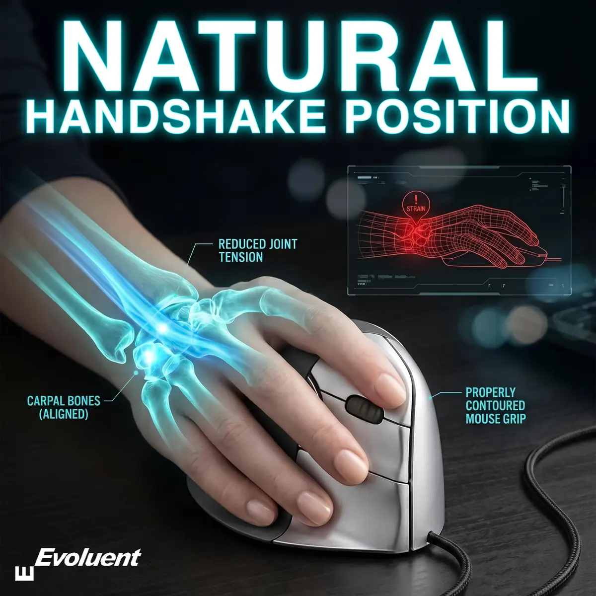 Evoluent Vertical Mouse VM4R Wired Ergonomic Mouse for Right Hand 10.7 cm (4.2 in) | Original Vertical Mouse Design - view 4