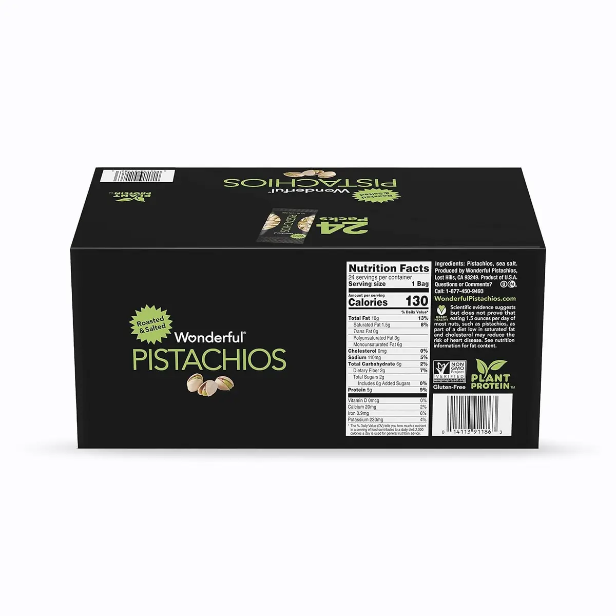 Wonderful Pistachios In Shell Roasted & Salted 1.5oz (Pack of 24) | California Grown, Healthy Snack - view 9