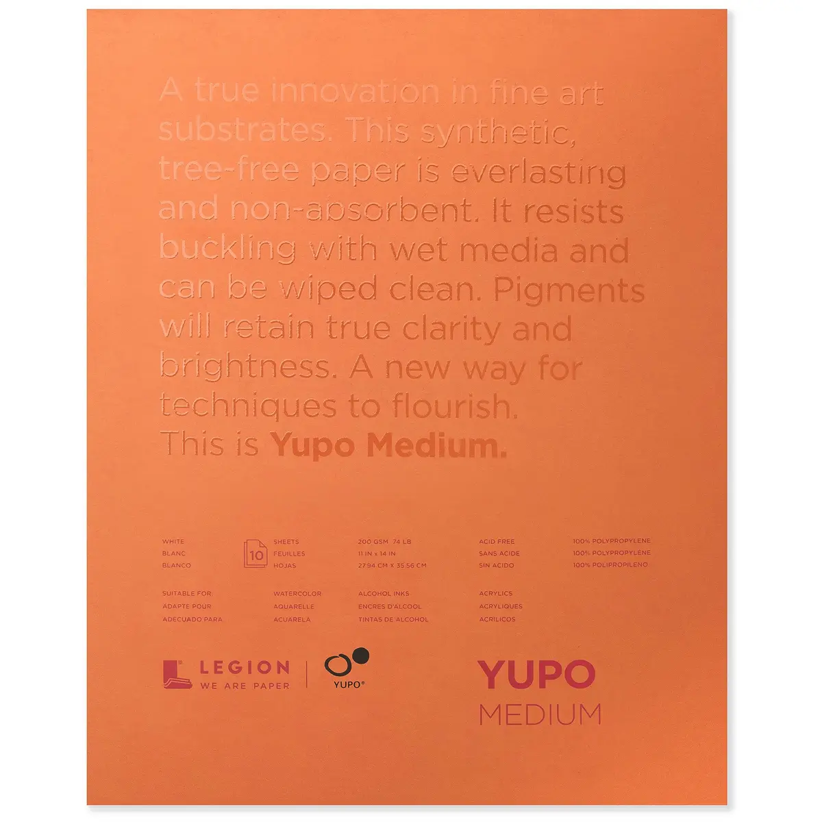 Legion Yupo Polypropylene Pad 300gsm (140lb) 28x35.5cm (11x14 inches) | Vibrant Watercolor Art Paper - main product image