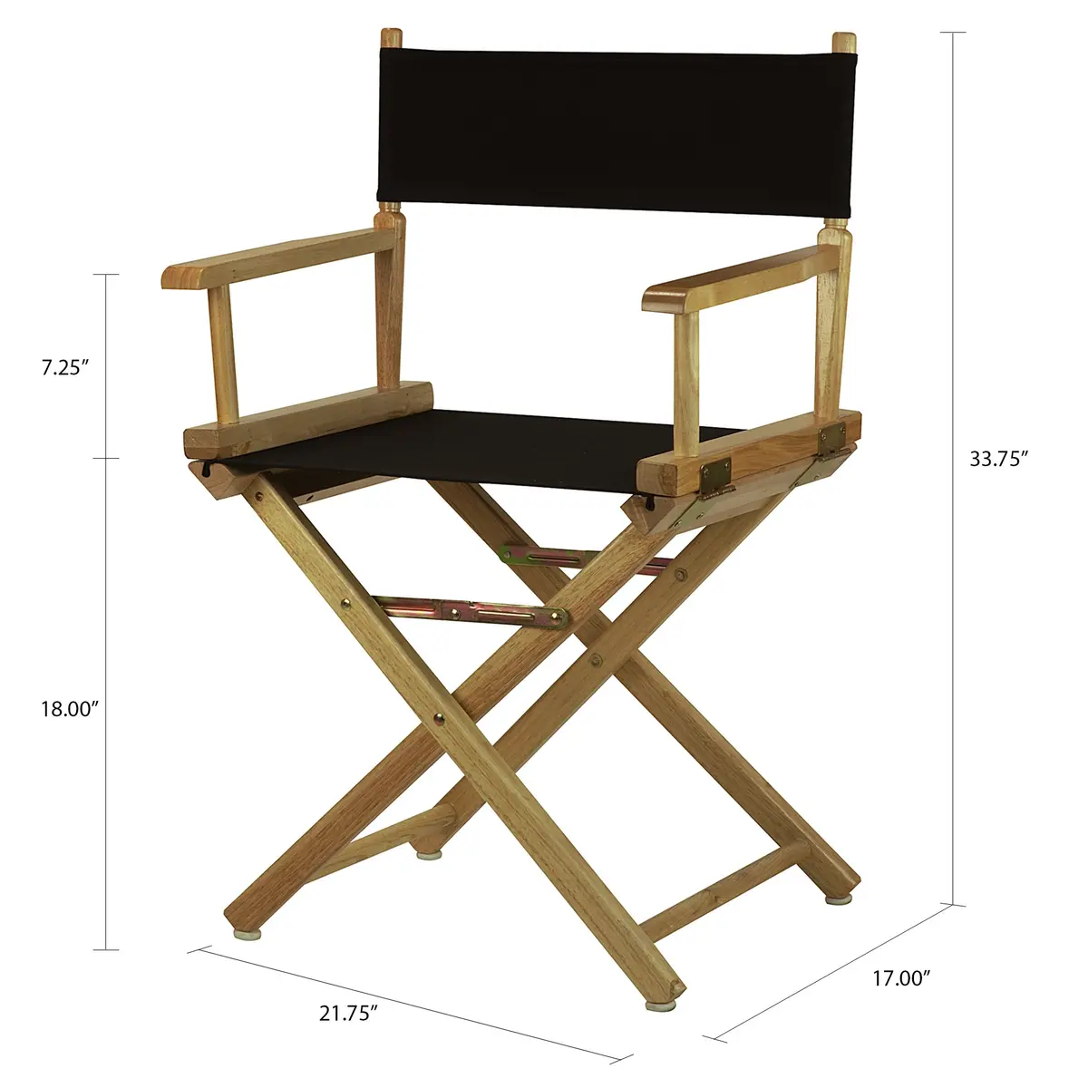 Casual Home 18" Director's Chair Natural Frame with Black Canvas | Classic Foldable Wooden Seat for Home & Events - view 7