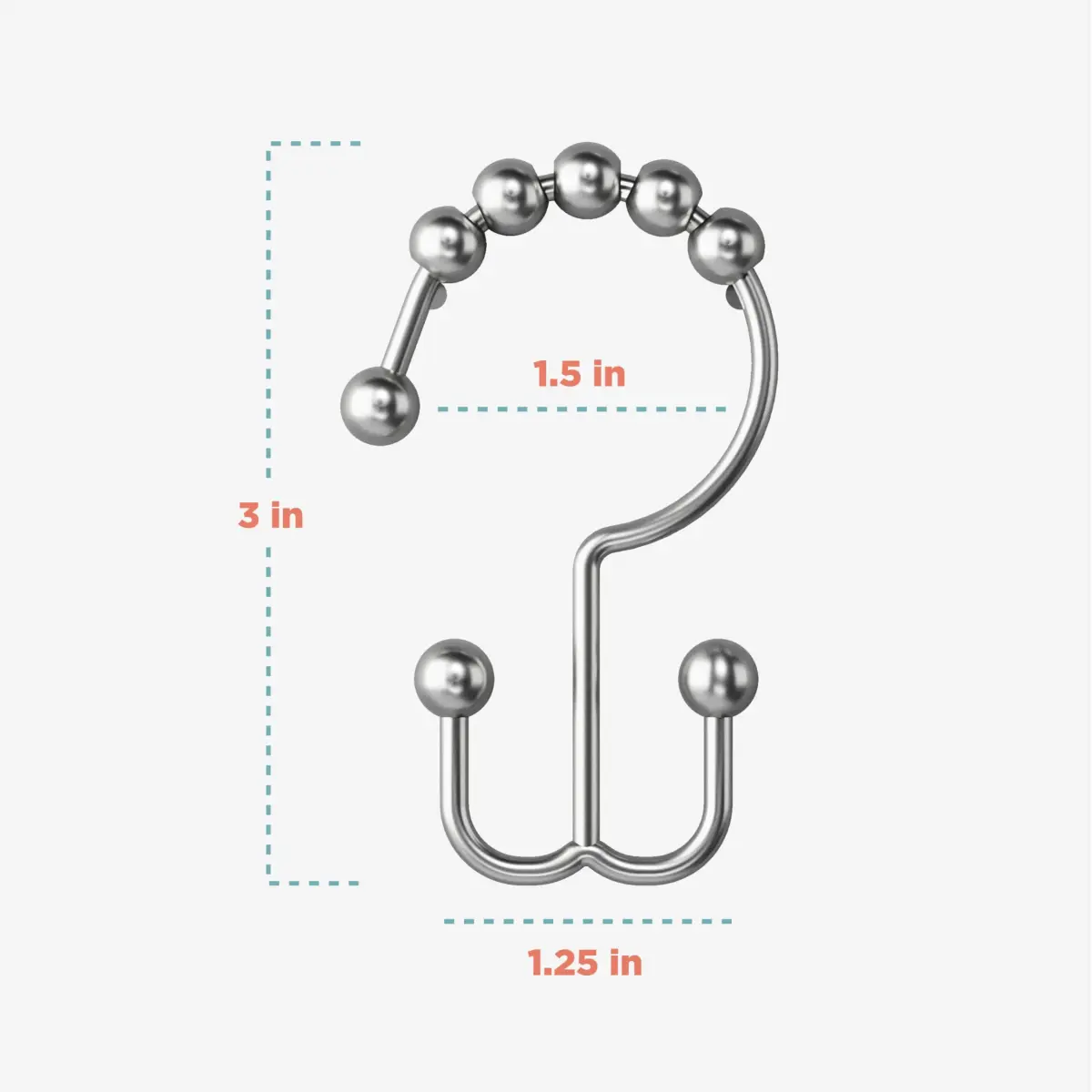 Zenna Home Rust-Resistant Double Roller Glide Shower Hooks Set of 12 | Easy Glide Bathroom Curtain Rings - view 5