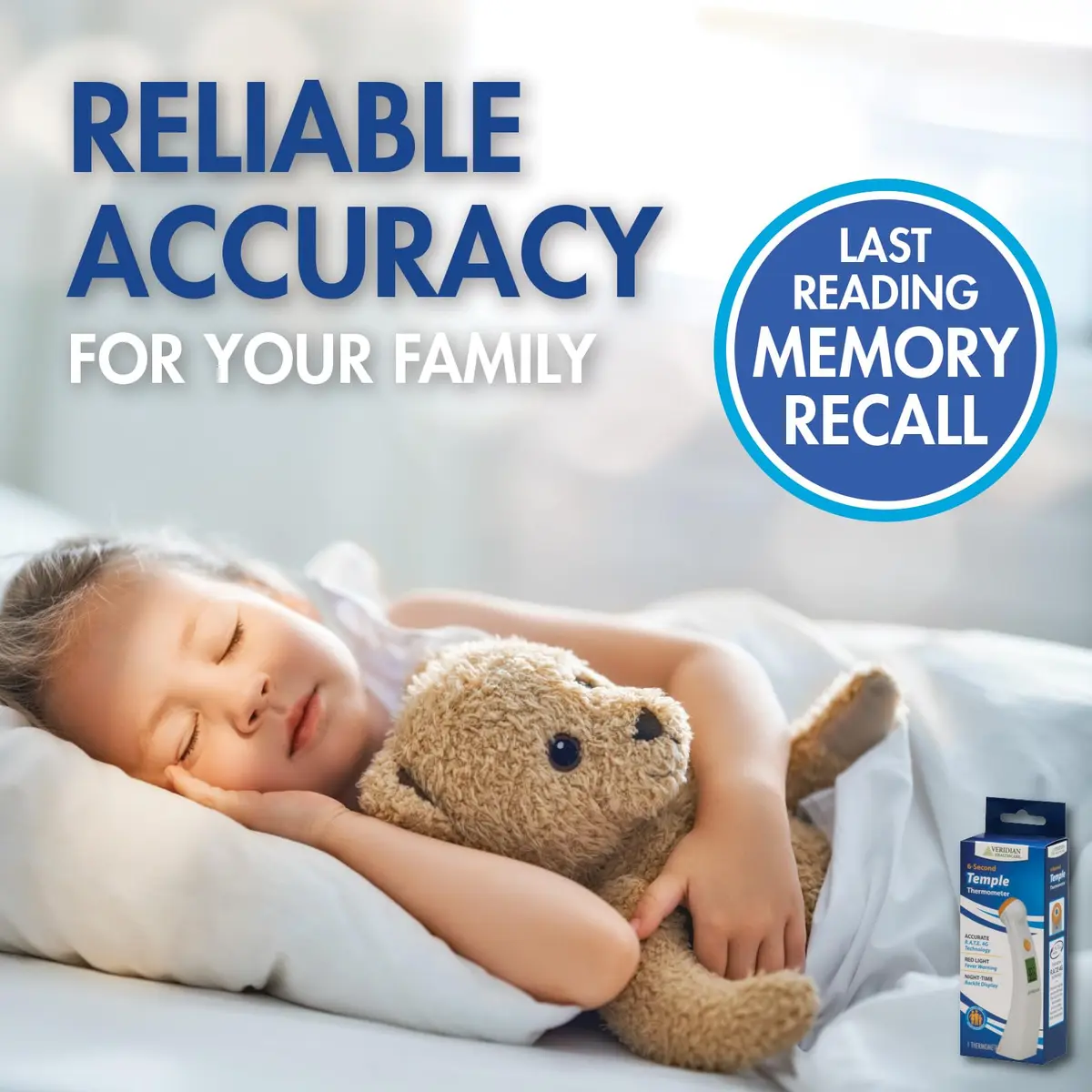 Veridian Healthcare Temple Thermometer | Infrared Measurements | Fast 6-Second Readout | Fever Alert | Backlit Display | Programmable Timer | 1-Year Warranty (Pack of 2) - view 6