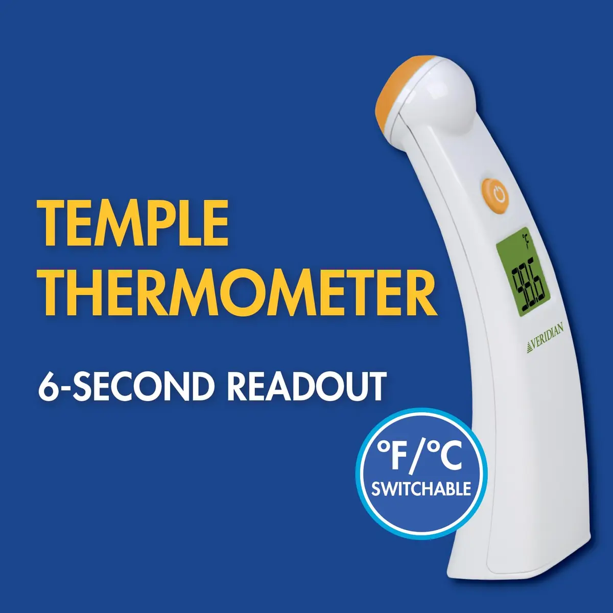 Veridian Healthcare Temple Thermometer | Infrared Measurements | Fast 6-Second Readout | Fever Alert | Backlit Display | Programmable Timer | 1-Year Warranty (Pack of 2) - view 2