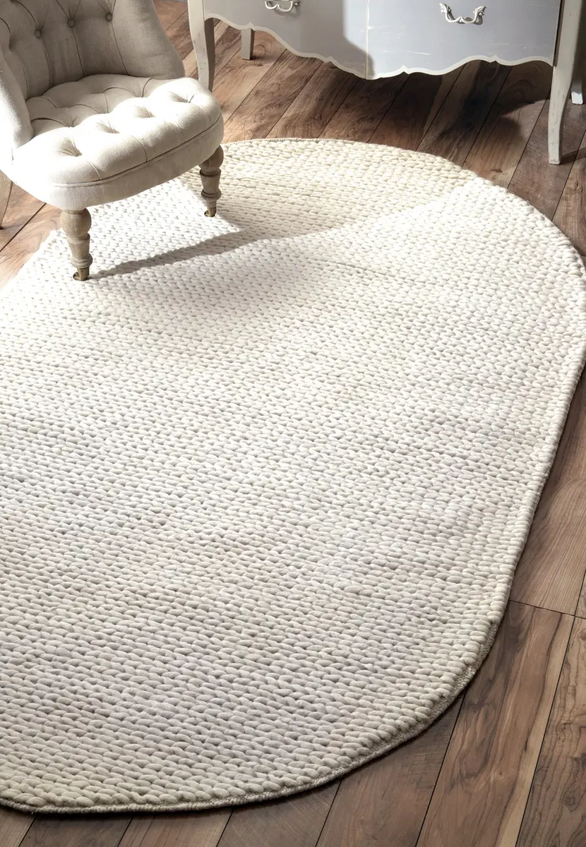 nuLOOM Penelope Off White Solid Hand Woven Wool Area Rug, 3' x 5' | Cozy & Durable - view 5