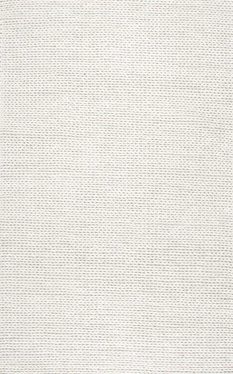 nuLOOM Penelope Off White Solid Hand Woven Wool Area Rug, 3' x 5' | Cozy & Durable - view 2