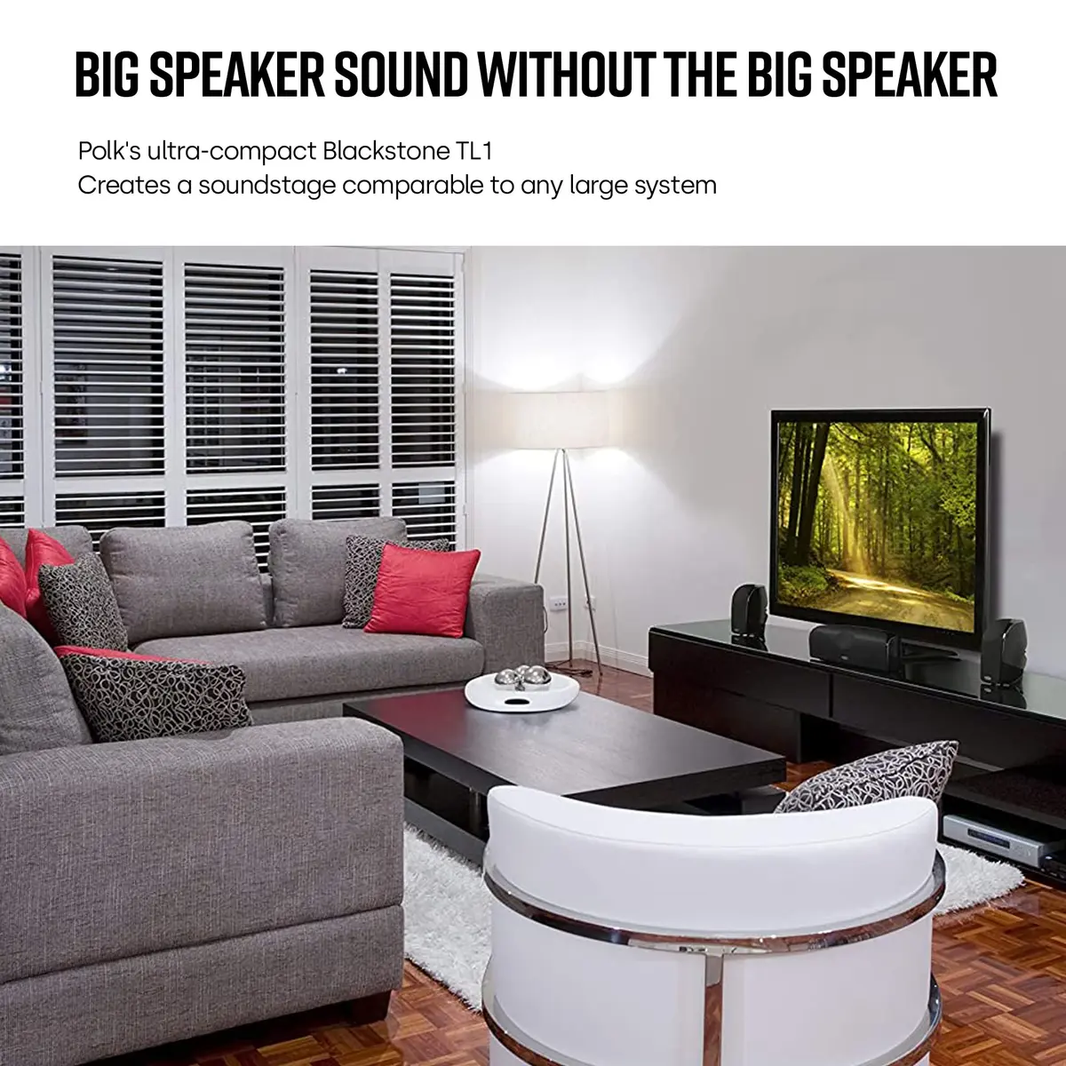Polk Audio TL1 Center Channel Speaker, Black 10.16 cm (4 in) Woofer | Hi-Gloss Finish - view 5