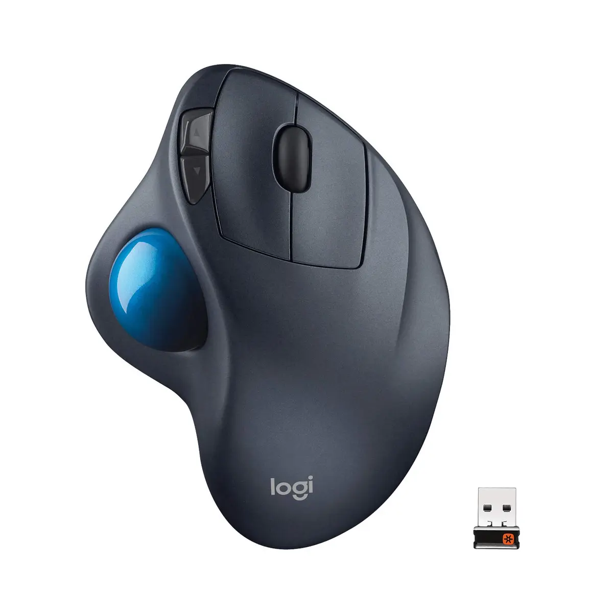 Logitech M570 Wireless Trackball Mouse | Ergonomic Design with Sculpted Right-Hand Shape, Compatible with Mac & Windows, USB Receiver (One Size, Dark Gray) - main product image