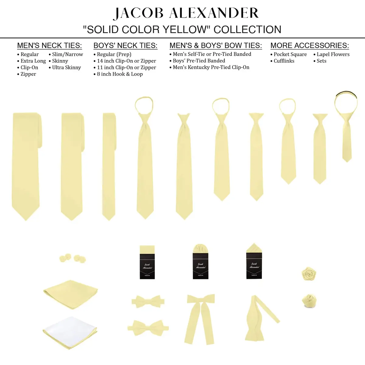Jacob Alexander Men's Pretied Banded Adjustable Solid Color Bowtie - Yellow | Satin Microfiber Finish, Fits up to 23 Neck - view 3